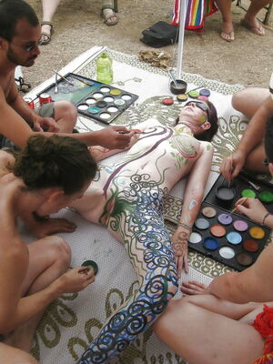 nudist family body paint